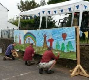 Family art workshop in progress. Spot the children